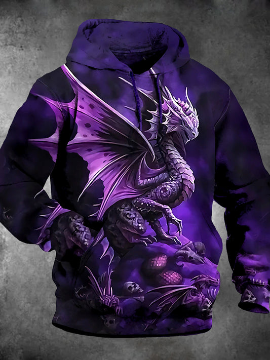 Dragon Long Sleeve Hooded Pocket Men's Top