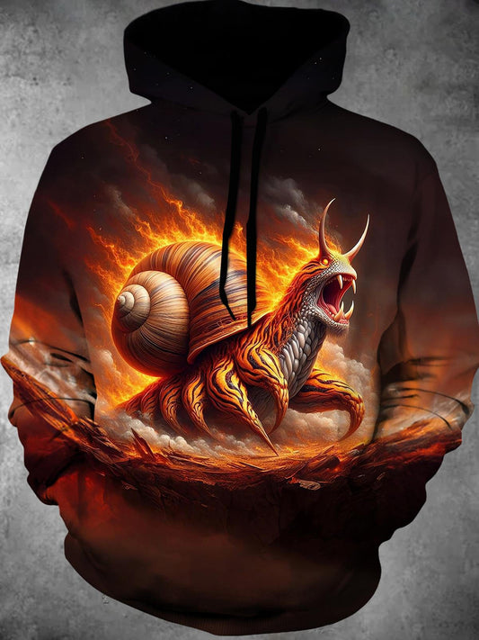 Snail Long Sleeve Hooded Pocket Men's Top