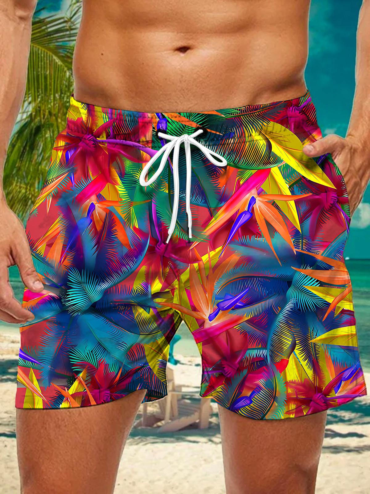 Plant Leaf Print Men's Print Pocket Shorts