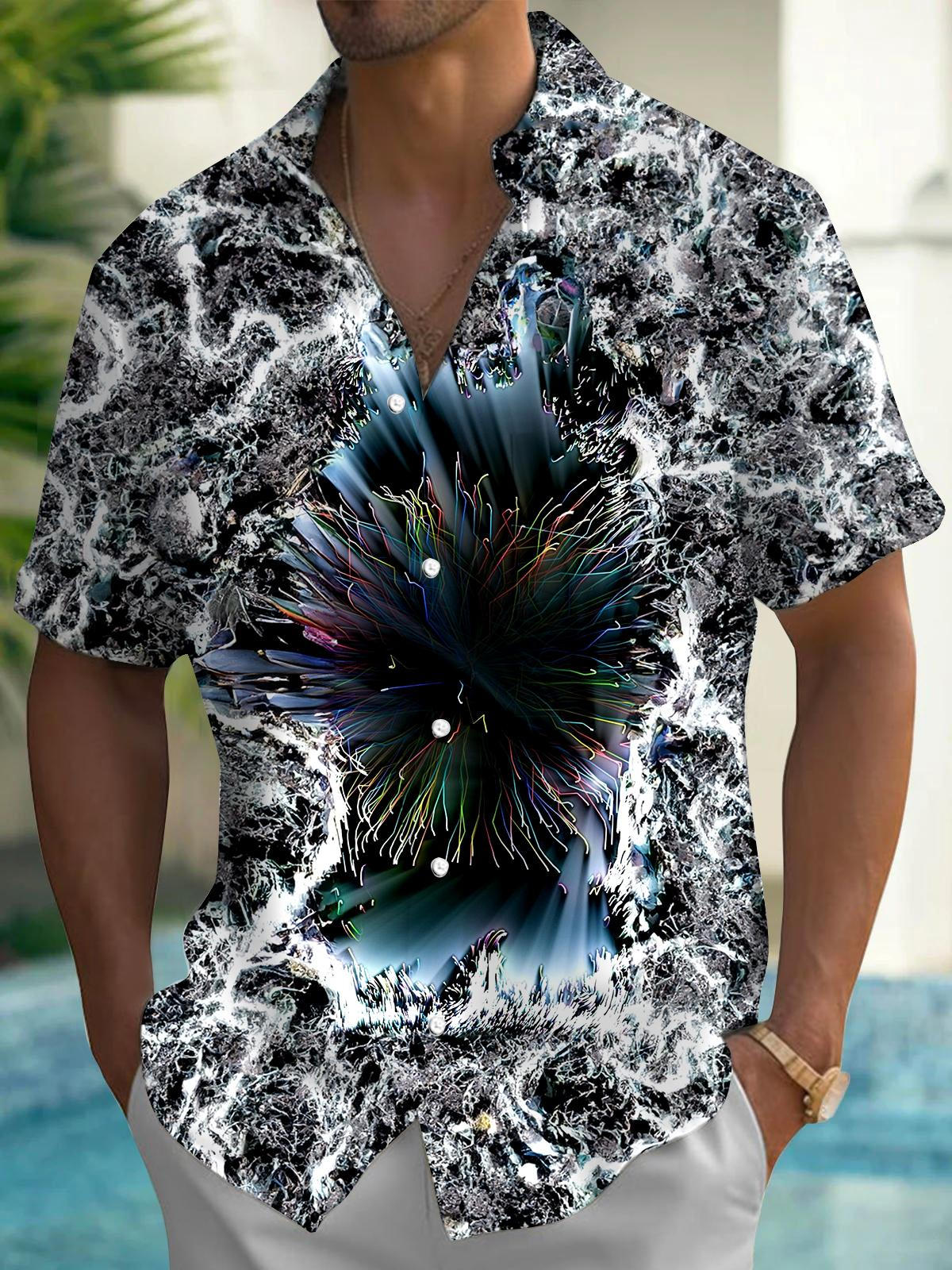 Abstract Men's Pocket Short Sleeve Shirts