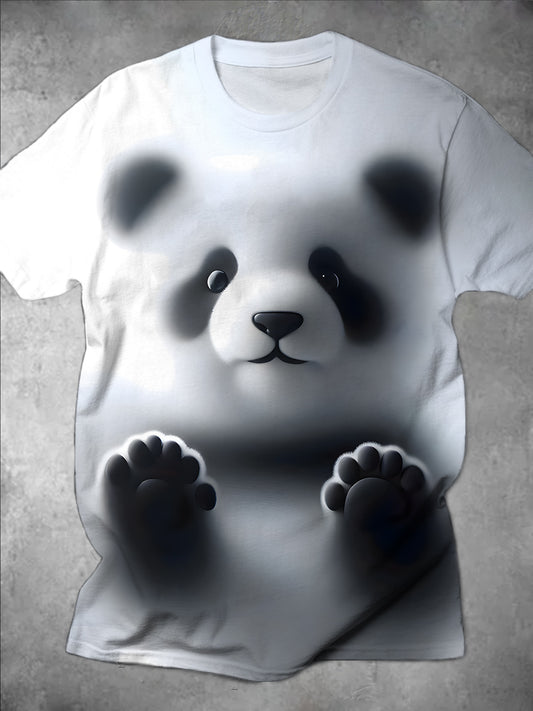 Panda Round Neck Short Sleeve Men's T-shirt