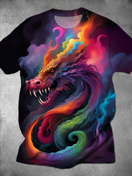 Dragon Round Neck Short Sleeve Men's T-shirt