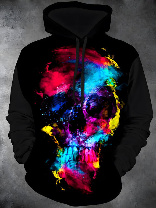 Skull Long Sleeve Hooded Pocket Men's Top