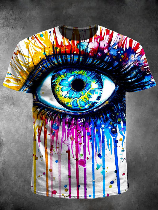 Eyes Round Neck Short Sleeve Men's T-shirt