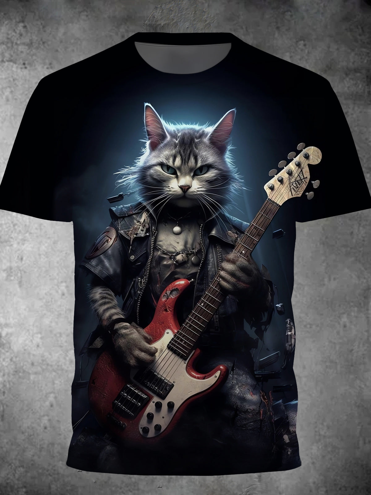 Rock Cat Round Neck Short Sleeve Men's T-shirt