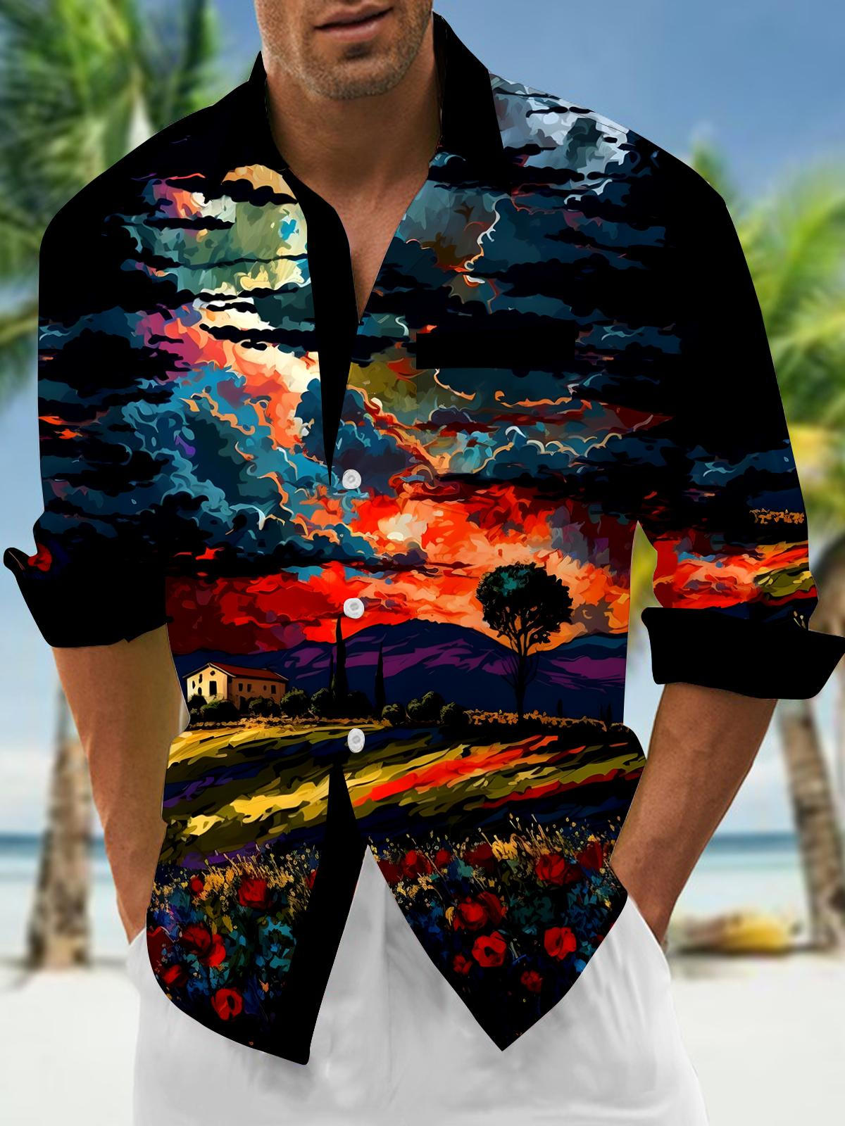 Painting Men's Pocket Long Sleeve Shirts