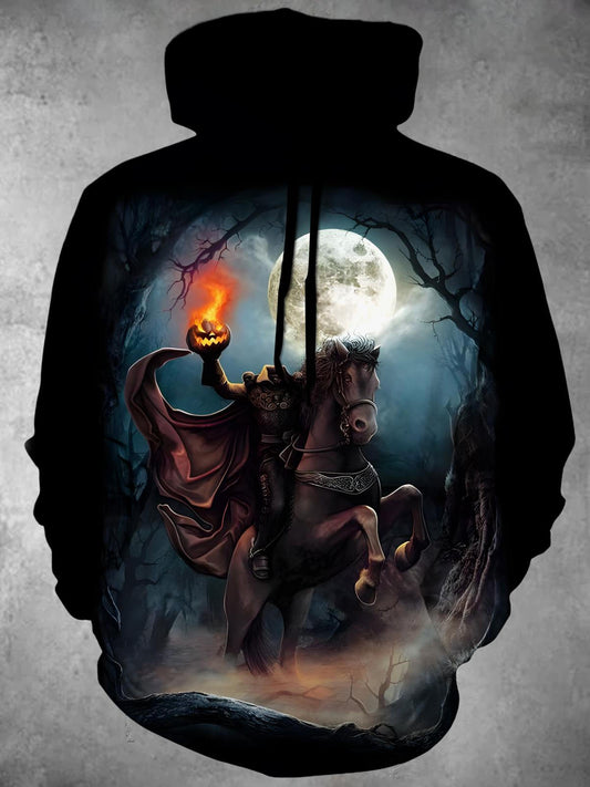 Halloween Headless Knight Long Sleeve Hooded Pocket Men's Top