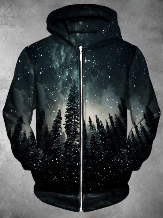 Forest Long Sleeve Pocket Men's Zip Up Hoodies