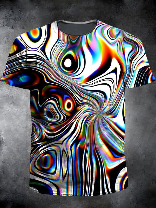 Abstract Round Neck Short Sleeve Men's T-shirt