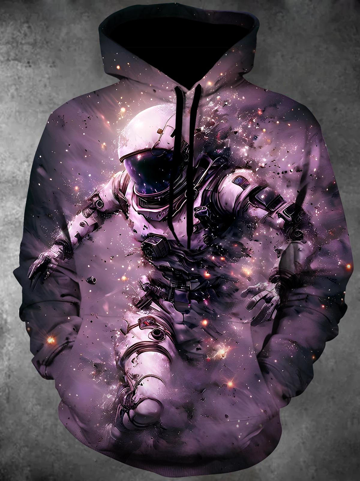 Astronaut Long Sleeve Hooded Pocket Men's Top