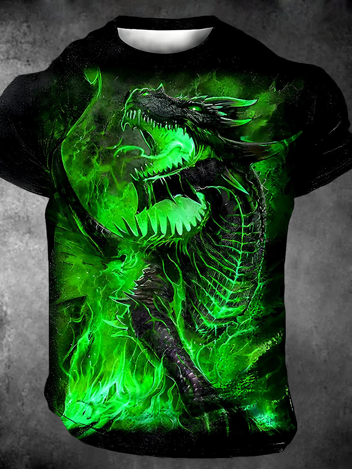 Dragon Round Neck Short Sleeve Men's T-shirt