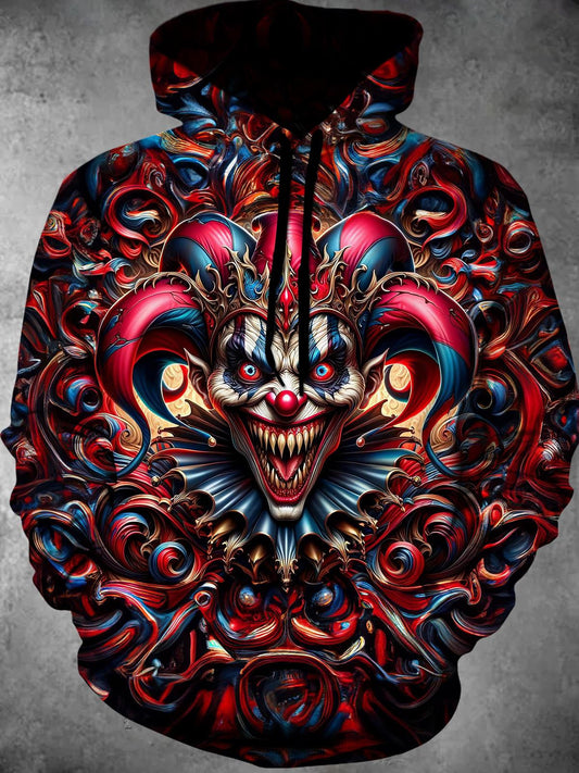 Dark Clown Long Sleeve Hooded Pocket Men's Top