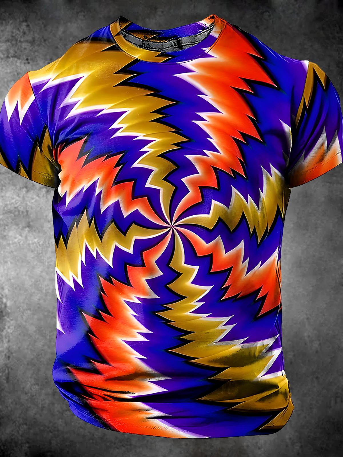 Abstract Round Neck Short Sleeve Men's T-shirt