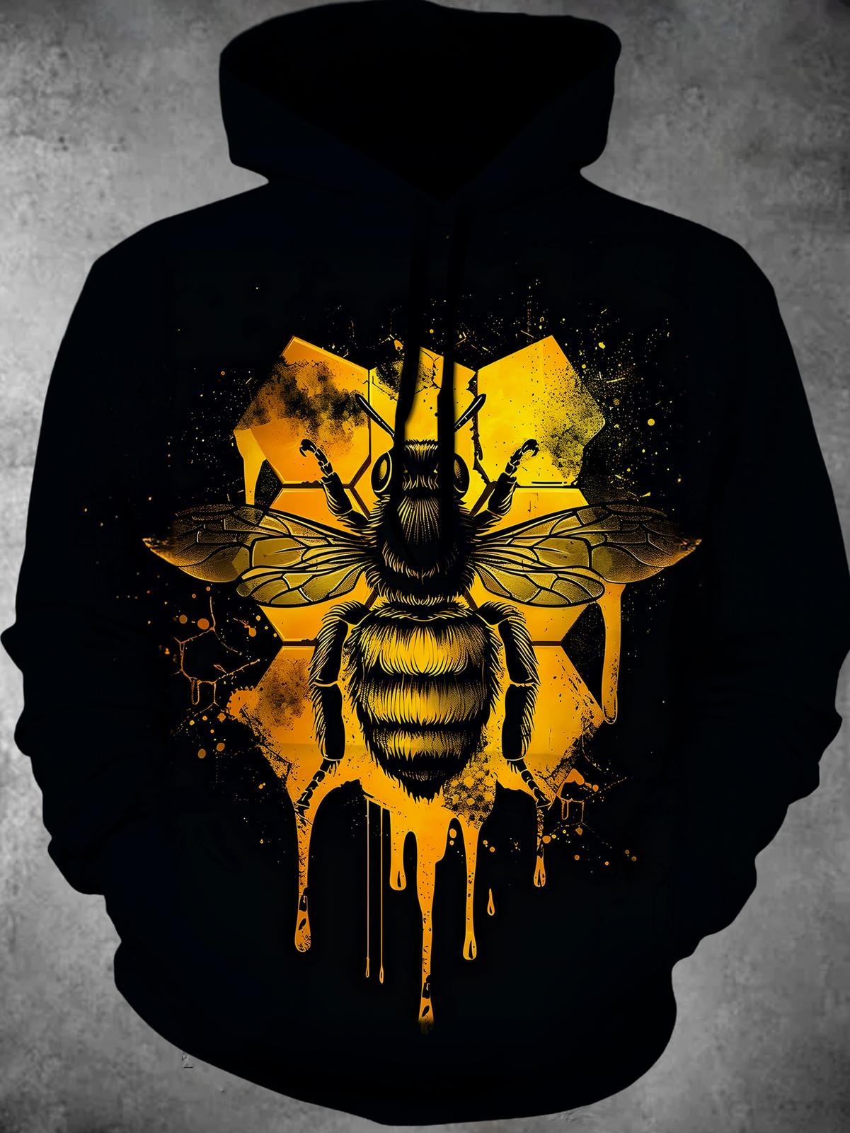 Bee Long Sleeve Hooded Pocket Men's Top