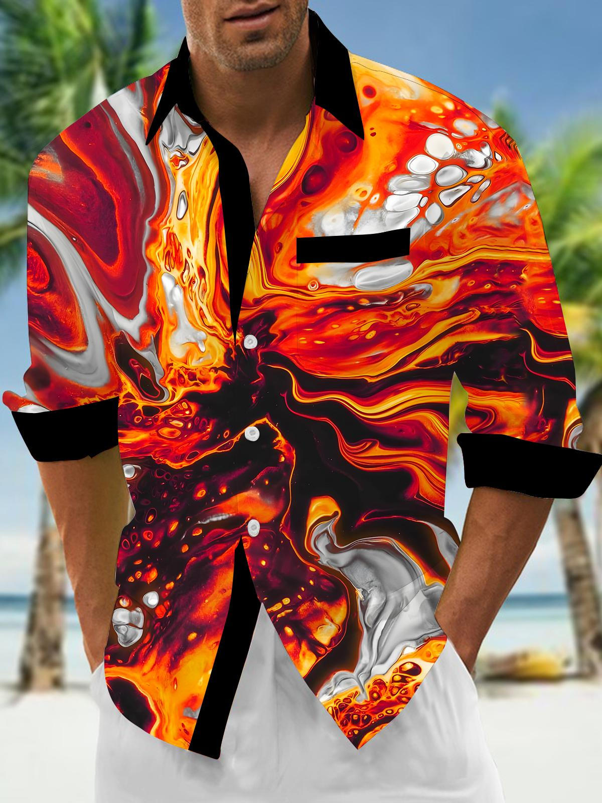 Abstract Men's Pocket Long Sleeve Shirts