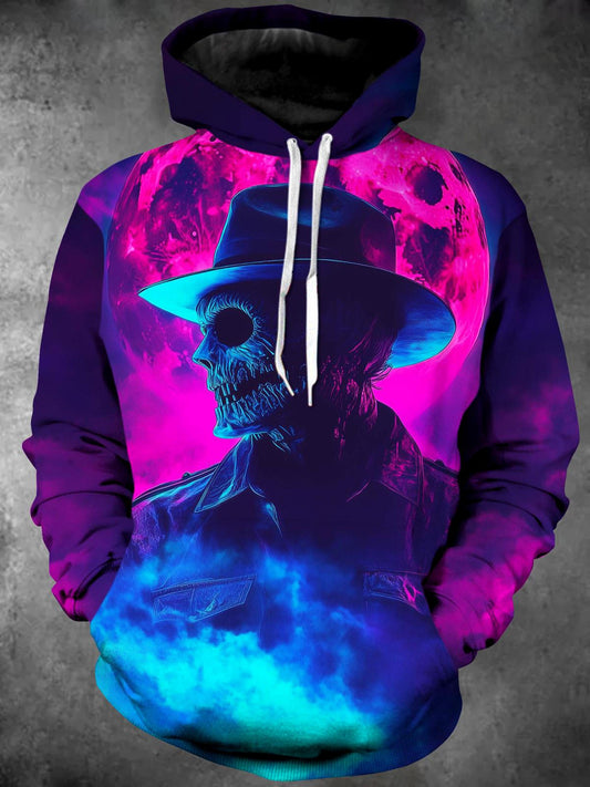 Skull Long Sleeve Hooded Pocket Men's Top