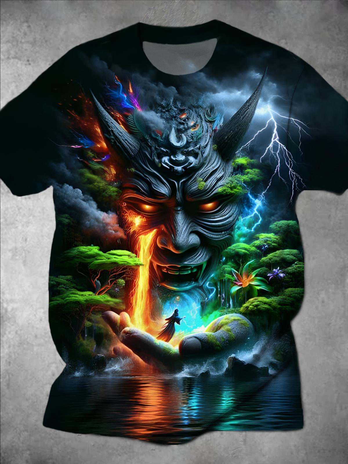 Dark Art Round Neck Short Sleeve Men's T-shirt