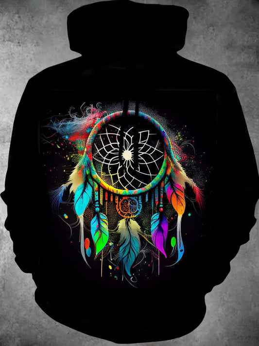 Dreamcatcher Long Sleeve Hooded Pocket Men's Top