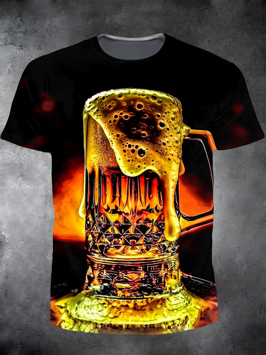 Beer Round Neck Short Sleeve Men's T-shirt