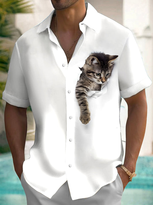 Cat Men's Pocket Short Sleeve Shirts